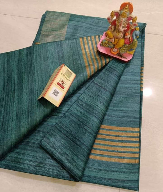 Pure Tussar Ghicha With Golden Border Silk Saree TGS40