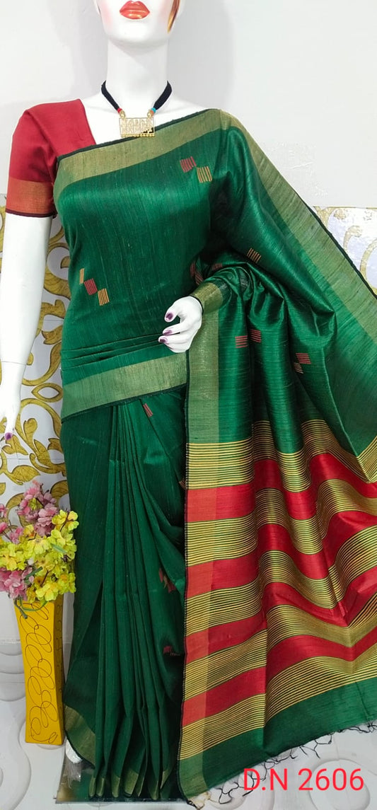 Pure Handloom Tussar  Dupion Silk Saree DTS14