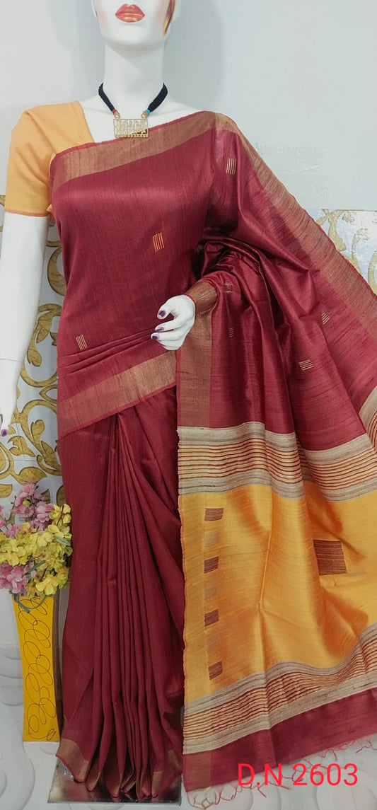 Pure Handloom Tussar  Dupion Silk Saree DTS16