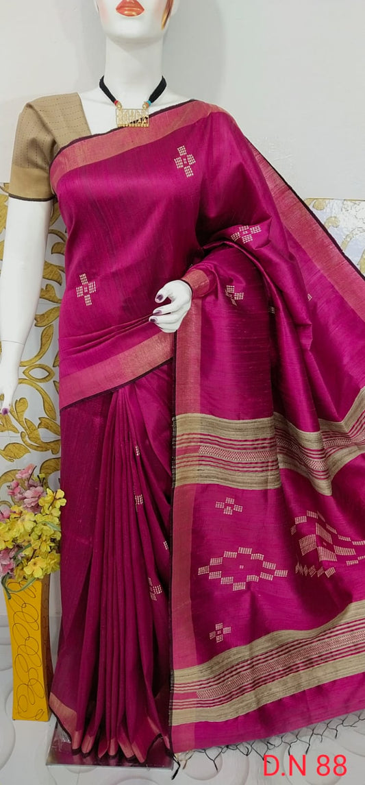Pure Handloom Tussar  Dupion Silk Saree DTS19