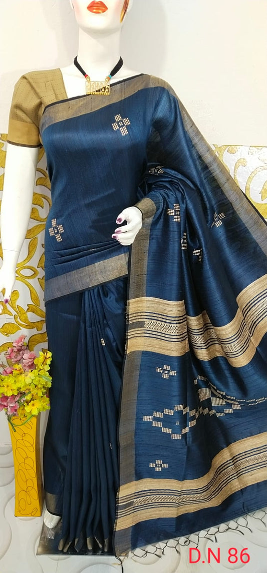 Pure Handloom Tussar  Dupion Silk Saree DTS22)