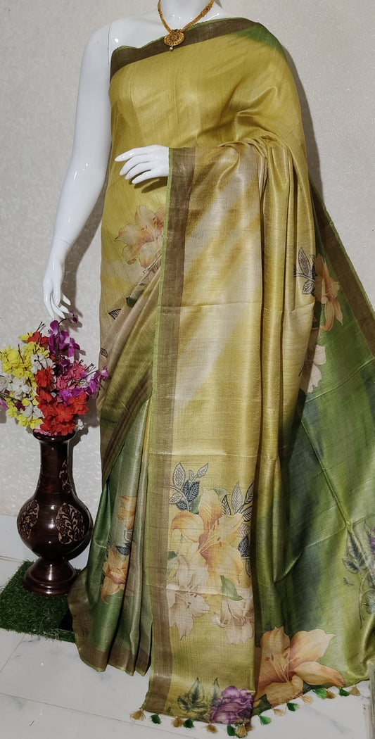 Digital Printed Pure Desi Tussar Silk Saree PDT05
