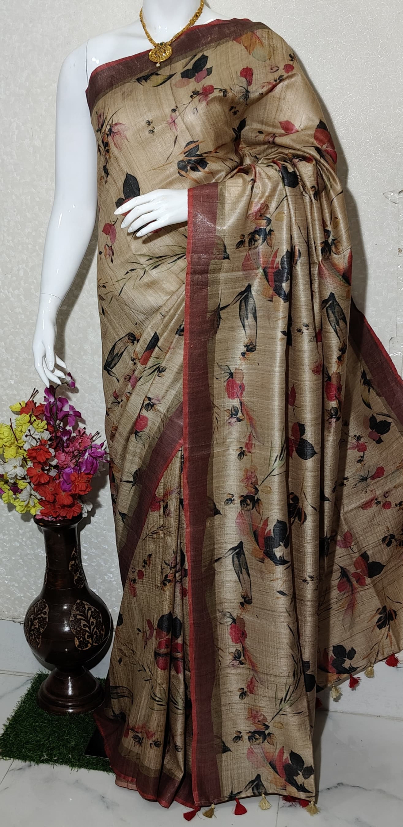 Digital Printed Pure Desi Tussar Silk Saree PDT07