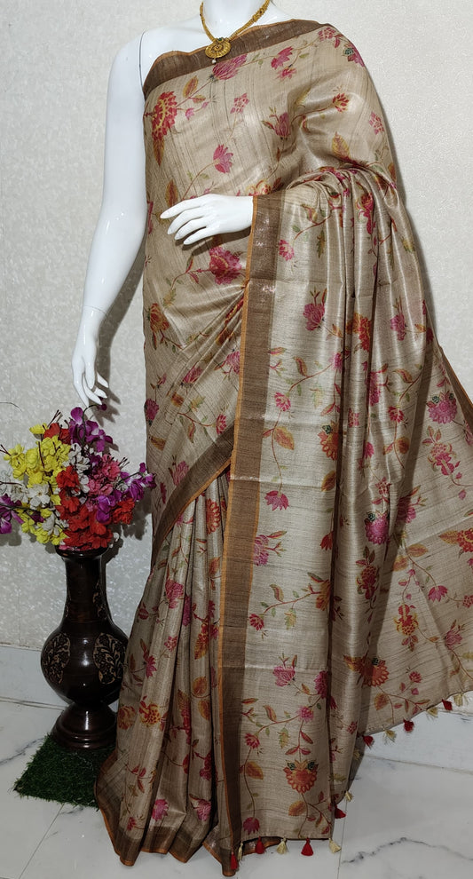 Digital Printed Pure Desi Tussar Silk Saree PDT08