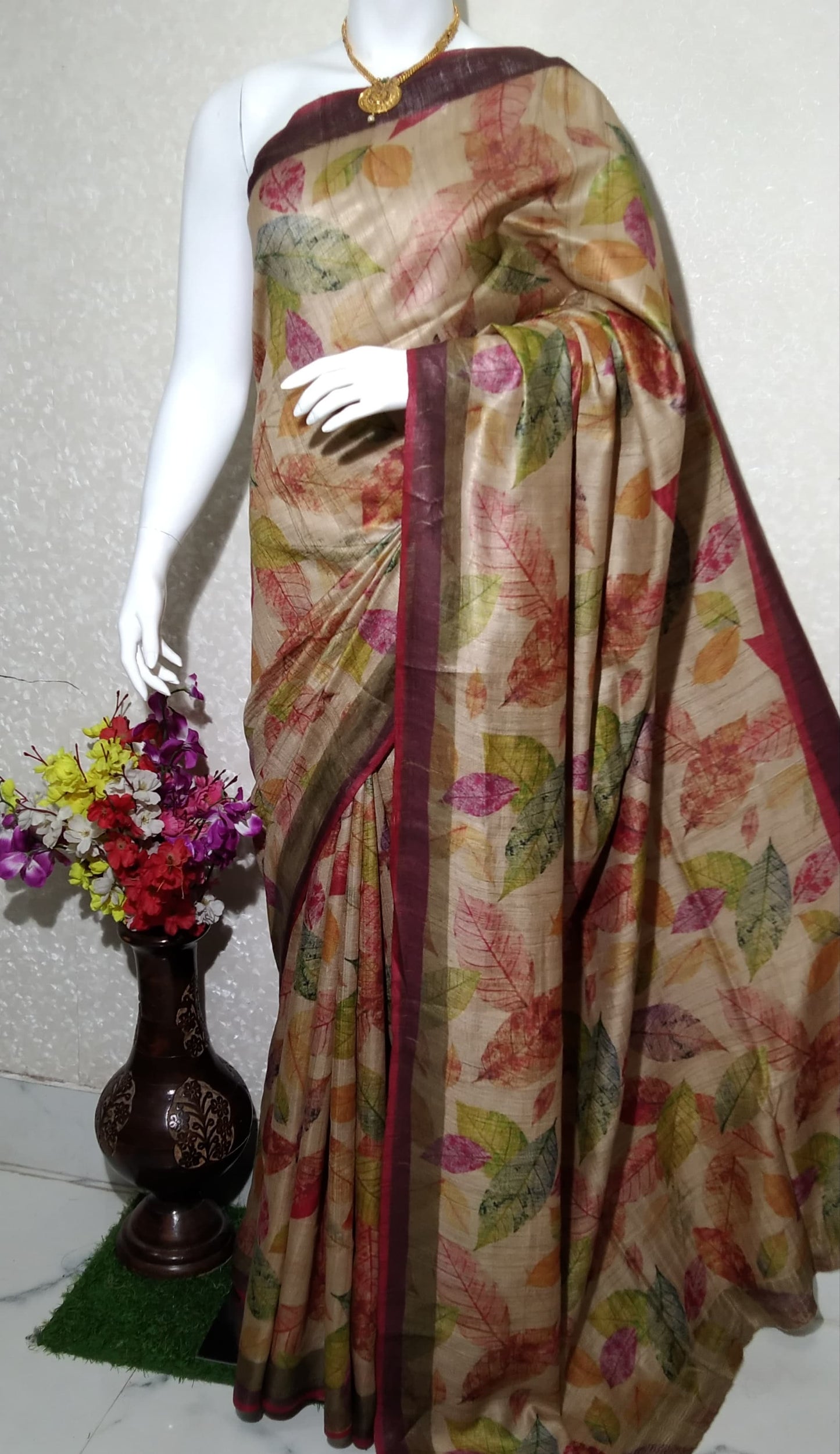 Digital Printed Pure Desi Tussar Silk Saree PDT11
