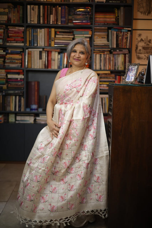 Pure Tussar Silk Saree With Beautiful Embroidery Work Saree TSE79