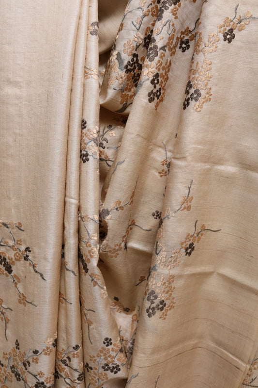 Bhagalpuri Pure Tussar Silk Saree With Beautiful Embroidery Work Saree BSE08