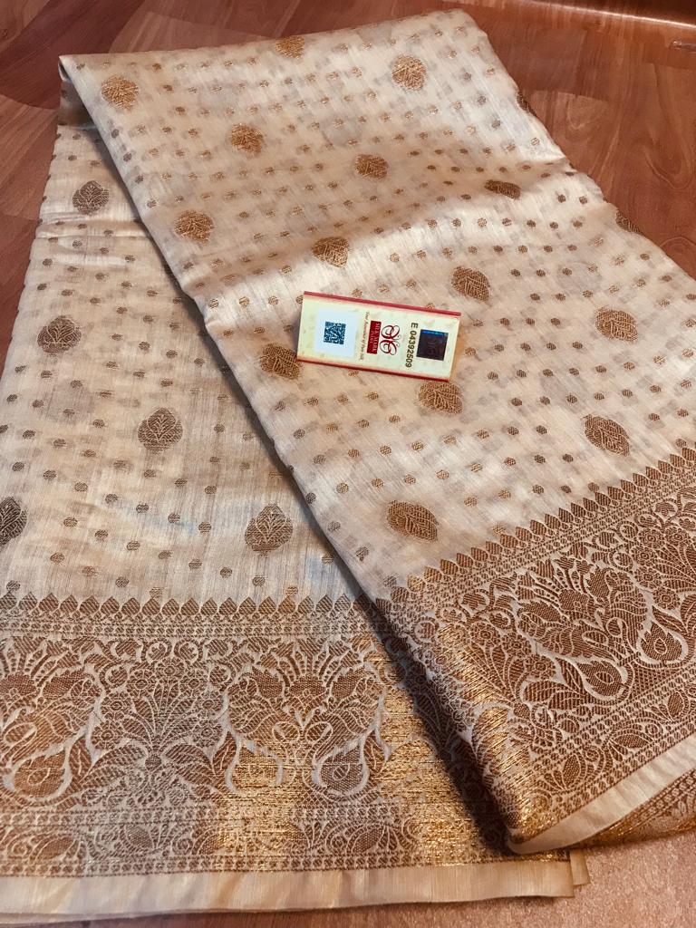 Pure Tussar Munga Banarasi Silk Saree TMS50