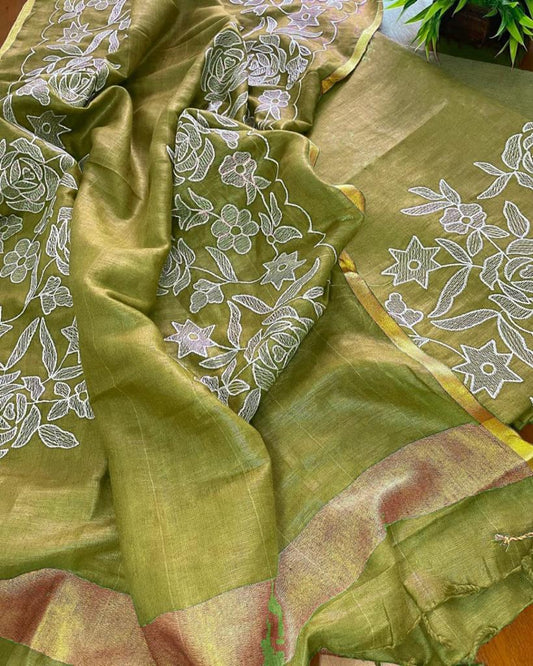 Heavy Embroidered Linen Salwar Suit Unstitched Dress Material DM03