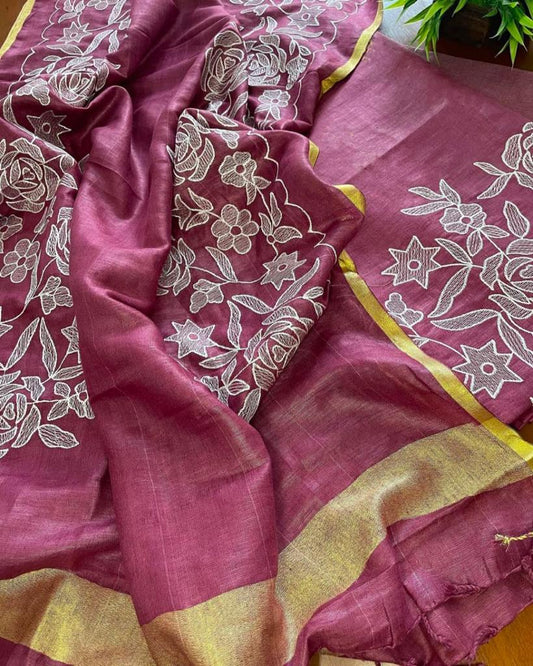 Heavy Embroidered Linen Salwar Suit Unstitched Dress Material DM12