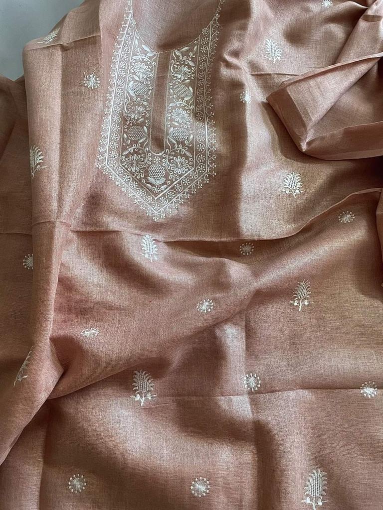 Heavy Embroidered Linen Salwar Suit Unstitched Dress Material DM27
