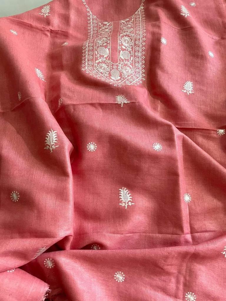 Heavy Embroidered Linen Salwar Suit Unstitched Dress Material DM29