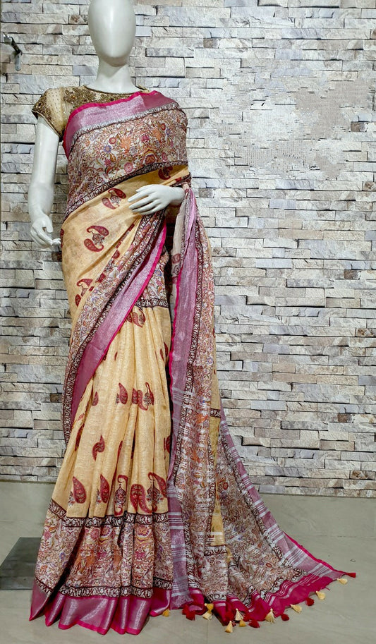 Digital Printed Linen Saree DPL35