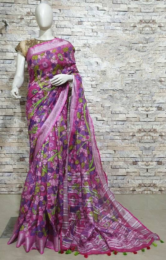 Digital Printed Linen Saree DPL38