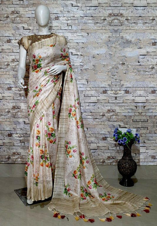 Digital Printed Linen Saree DPL39
