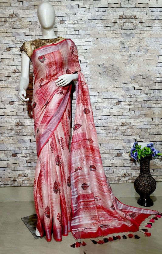 Digital Printed Linen Saree DPL41