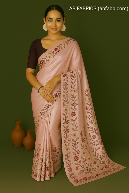 Handloom Katan Silk Saree With Beautiful Hand Embroidery Work Saree HKS11