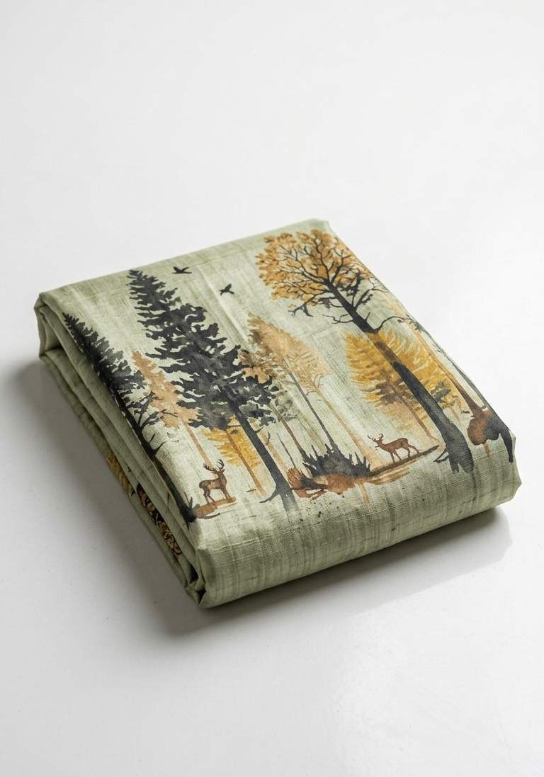 Sage Green Serenity Hand-Painted Pure Tussar Silk Saree