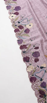Lavender Pure Tussar Silk Saree with Multicolor Floral Applique Work And Cutwork