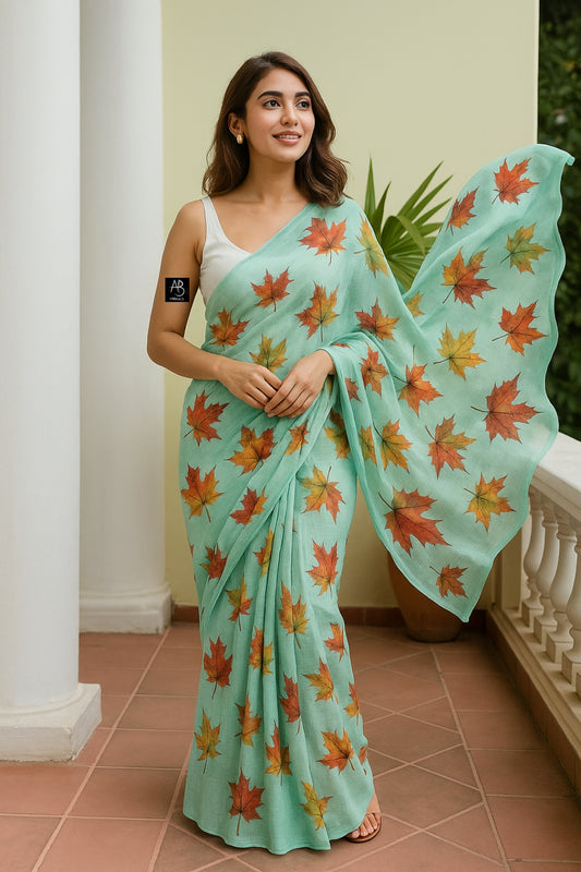 Soft Lightweight Cotton Saree With Beautiful Hand Printed Work Saree CSS02
