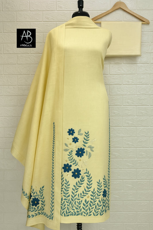 Heavy Embroidered Linen Salwar Suit Unstitched Dress Material DM58