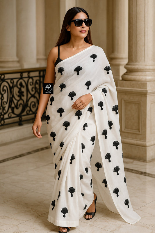 Soft Lightweight Cotton Saree With Beautiful Hand Embroidery Work Saree CSS31