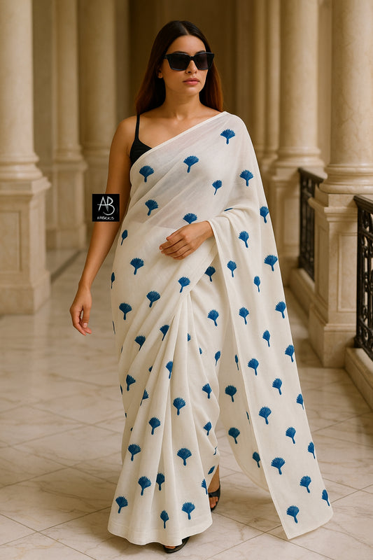 Soft Lightweight Cotton Saree With Beautiful Hand Embroidery Work Saree CSS32